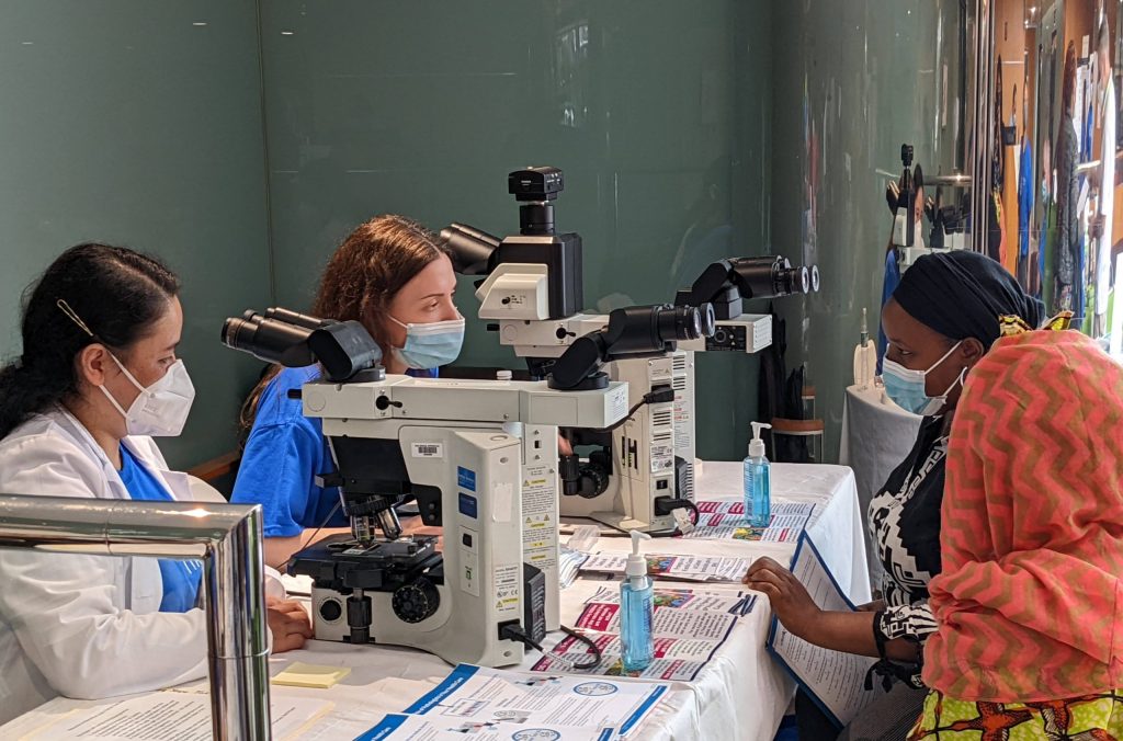 pxl_20220514_155004443 Patients at Montefiore See, Test and Treat program learn about the role of a pathologist.