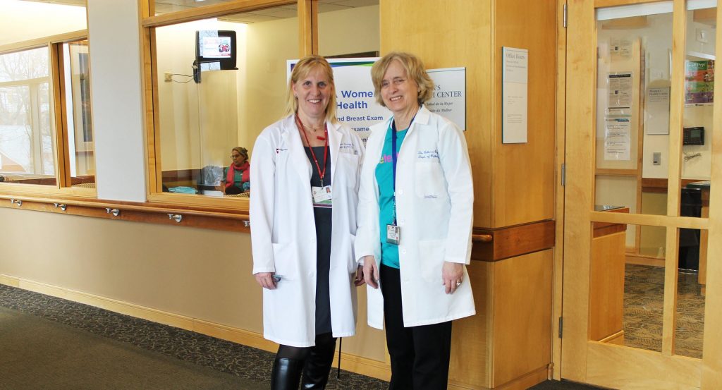 rebecca-osgood-cambridge-see-test-treat Rebecca A. Osgood, MD, FCAP, at right, with Kate Harney, Cambridge Health Alliance chief of obstetrics and gynecology